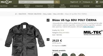 Bunda / Blúza BDU SBS čierna - 3