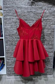Červené volánové šaty S - 3