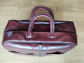 Bordová koženková Vintage taška cestovná - 3