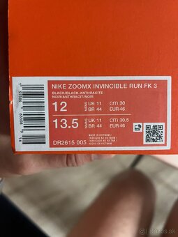 Predám nové NIKE ZOOMX Invincible Run FK 3 Black, veľkosť 46 - 3