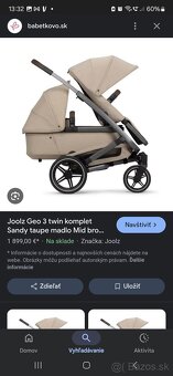 Joolz Geo 3/ Geo3 béžový mono, duo pre dvojičky, súrodenecký - 3