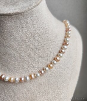 Náhrdelník riečne perly zlato 14k 585 perlový náhrdelník - 3
