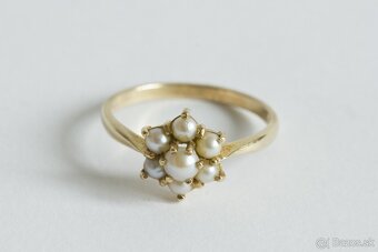 Elegantný 9ct zlatý prsteň s perlami - 3
