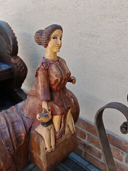 Veľké drevené starožitné sane - 3