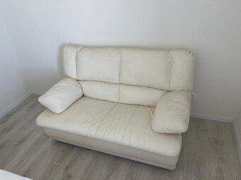 Kožená 2-sedačka, biela, veľmi dobrý stav - 3