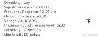 Kondenzátorový nástrojový mikrofón na husiom krku stipec - 3