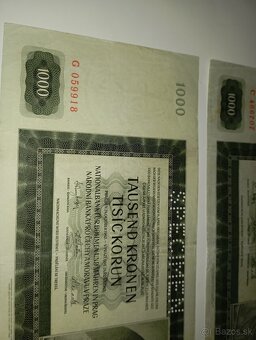 BANKOVKY 1000 K 1942, JEDNOPÍSMENNÉ SÉRIE - 3