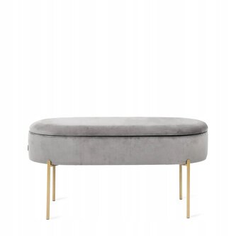 Sivá zamatová taburetka - 3