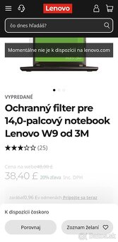 Ochranný filter pre 14,0-palcový notebook Lenovo W9 od 3M - 3