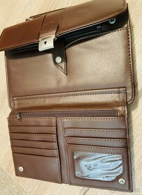 Pánska aktovka značky Lara bags - hnedá + peňaženka - 3