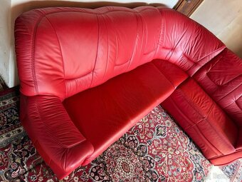 Rohová rozkládací kožená sedací souprava, 4671 - 3