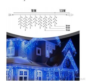 Vianočné svetelné osvetlenie 500led modré 19.5m - 3