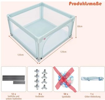 Detská ohrádka Costway 120x120 cm - 3