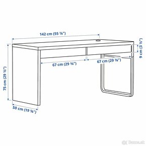 Predám biely stôl IKEA Micke (142cm x 50cm x 75cm) - 3