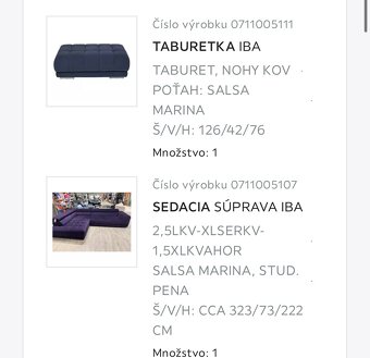 Velvet sedačka + taburetka - 3