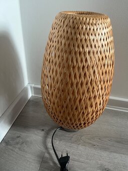 IKEA BOJA Stolná lampa poniklovaný bambus ratan - 3