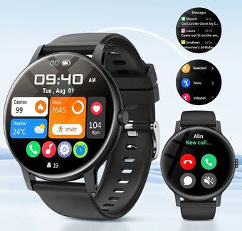 Fitness smart hodinky okrúhle, možnosť volania - 3