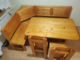 Rohová lavica, stôl a stoličky z masívu ( súprava ) - 3