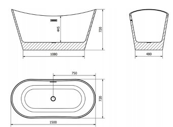 Voľne stojaca vaňa Mexen 150x72 + syfon - 3
