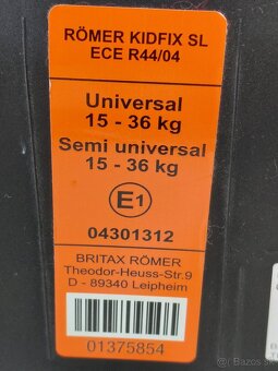 Autosedačka Römer kidfix SL 15-36kg - 3