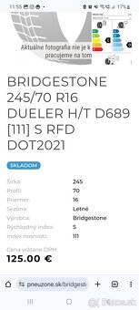 4ks NOVÉ 245/70 r16 111S BRIDGESTONE DUELER H/T - 3