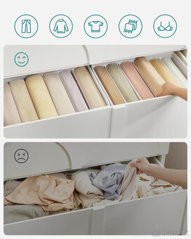 SONGMICS skladacie organizéry na oblečenie – set 4 ks, biele - 3