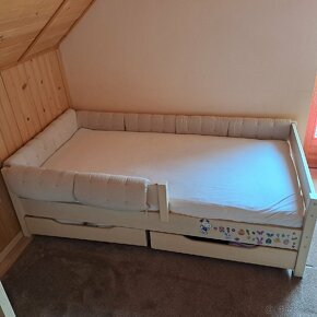 Detska postel 160x80, matrac, plachty, podlozka, mantinel - 3