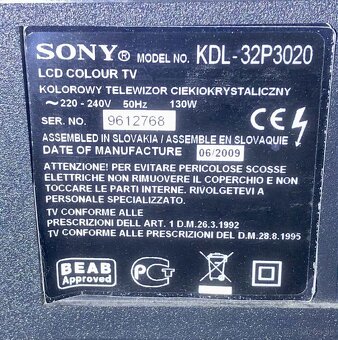 LCD Sony Bravia KDL-32P3020 - 3