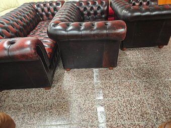 CHESTERFIELD ŠTÝL KOŽENÁ,DVOJFAREBNÁ,3+2+1,ZNÍŽENÁ CENA - 3