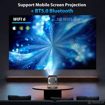 4k projektor android, Bluetooth, WiFi, obraz 150"+plátno - 3