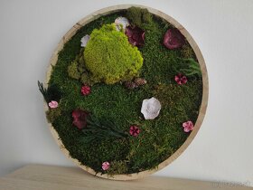 Predám obraz z machu: Kruh s kvetmi a rastlinami (Ø40 cm) - 3