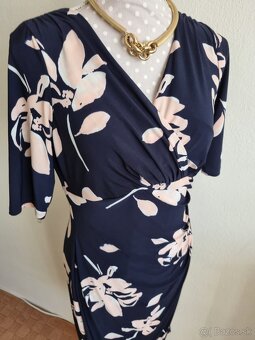 modré elastické šaty s marhuľovým vzorom Ralph Lauren 40 - 3