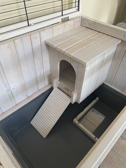 Drevená poschodová klietka/domček pre králika/zajaca - 3