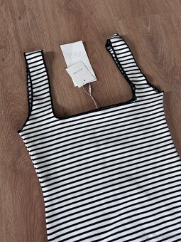 Pásikavé midi šaty na ramienka ZARA veľ. XS - 3