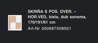 Šatníková skriňa - úplne nová, zabalená - 3