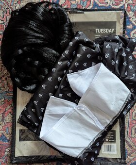 Dámsky kostým - Wednesday šaty s parochňou XL - 3