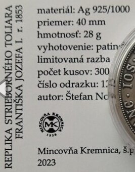 Mince Toliar 1853 - 3