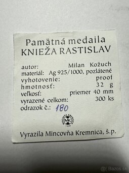 Strieborná medaila knieža Rastislav proof - 3