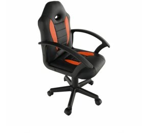 Kancelárska stolička malá, ekokoža čierna/oranžová - 3