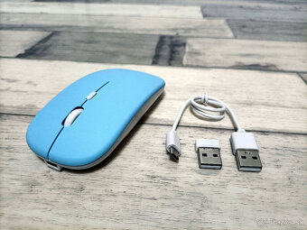 Bezdrôtová nabíjateľná bluetooth myš - svetlomodrá - 3