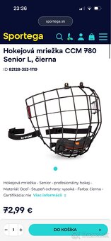 Hokejová mriežka CCM 780 cierna - 3
