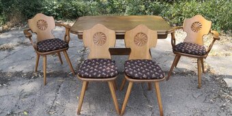 Masivny rozkladací stôl+4 ks stoličky - 3