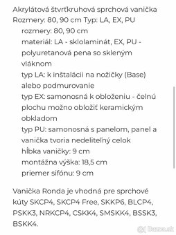 Sprchová vanička oblá akrylátová 90x90 Ravak Ronda - 3