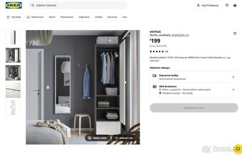 IKEA skrina VISTHUS Skriňa, sivá/biela, 63x59x216 cm - 3