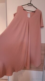 ŠATY BEZ VZORU PUDROVÁ RUŽOVÁ M-3XL - 3