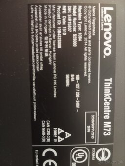 Predám PC Lenovo M73 i5-4460 3,2 GHz RAM 4/ 233 HDD - 3