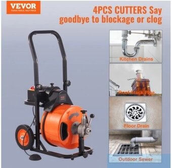 Stroj na čistenie potrubí 30 m x 12,7 mm 1500 ot./min - 3