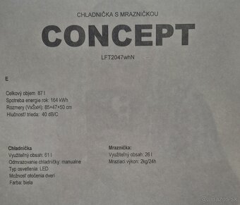 Úplne nová chladnička s mrazničkou Concept LFT2047whN - 3