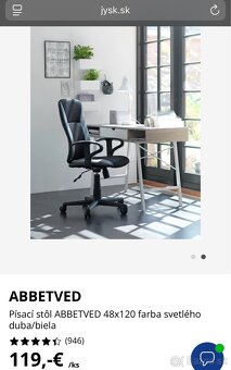 Predám písací stôl JYSK ABBETVED – svetlý dub / biela - 3