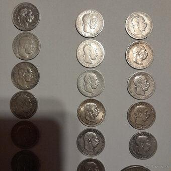 27 kus strieborné mince 1 Kor. Rakuska,Uhorská ,5,2 Pengő - 3